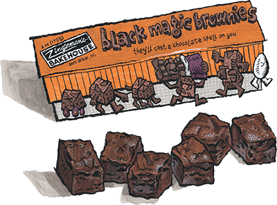 Black Magic Brownie Bite Box illustration